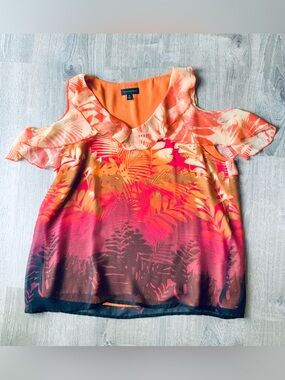 Investments Cold-Shoulder Tropical Blouse XL